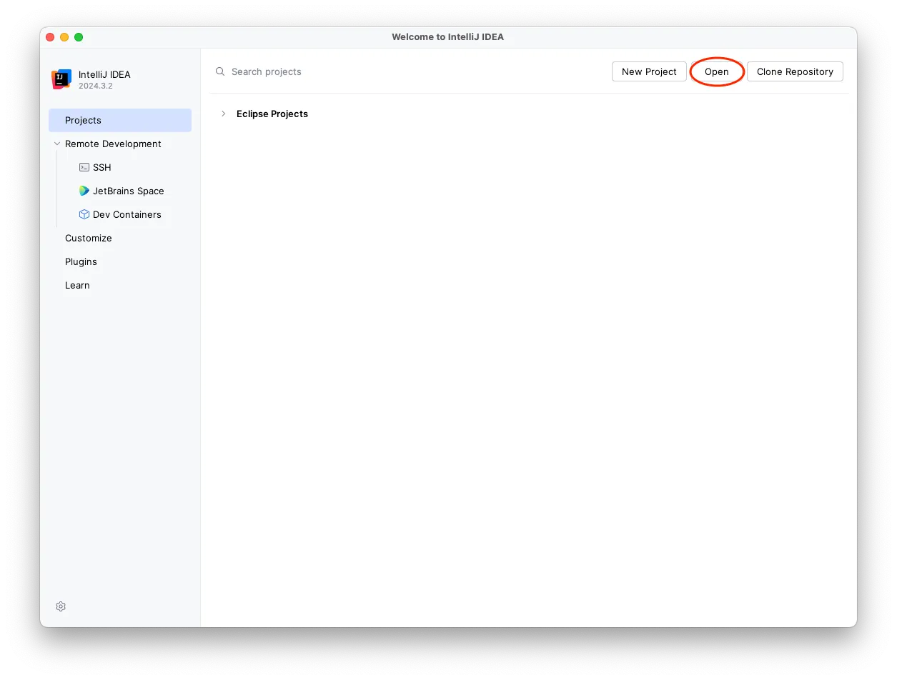 IntelliJ IDEA welcome screen